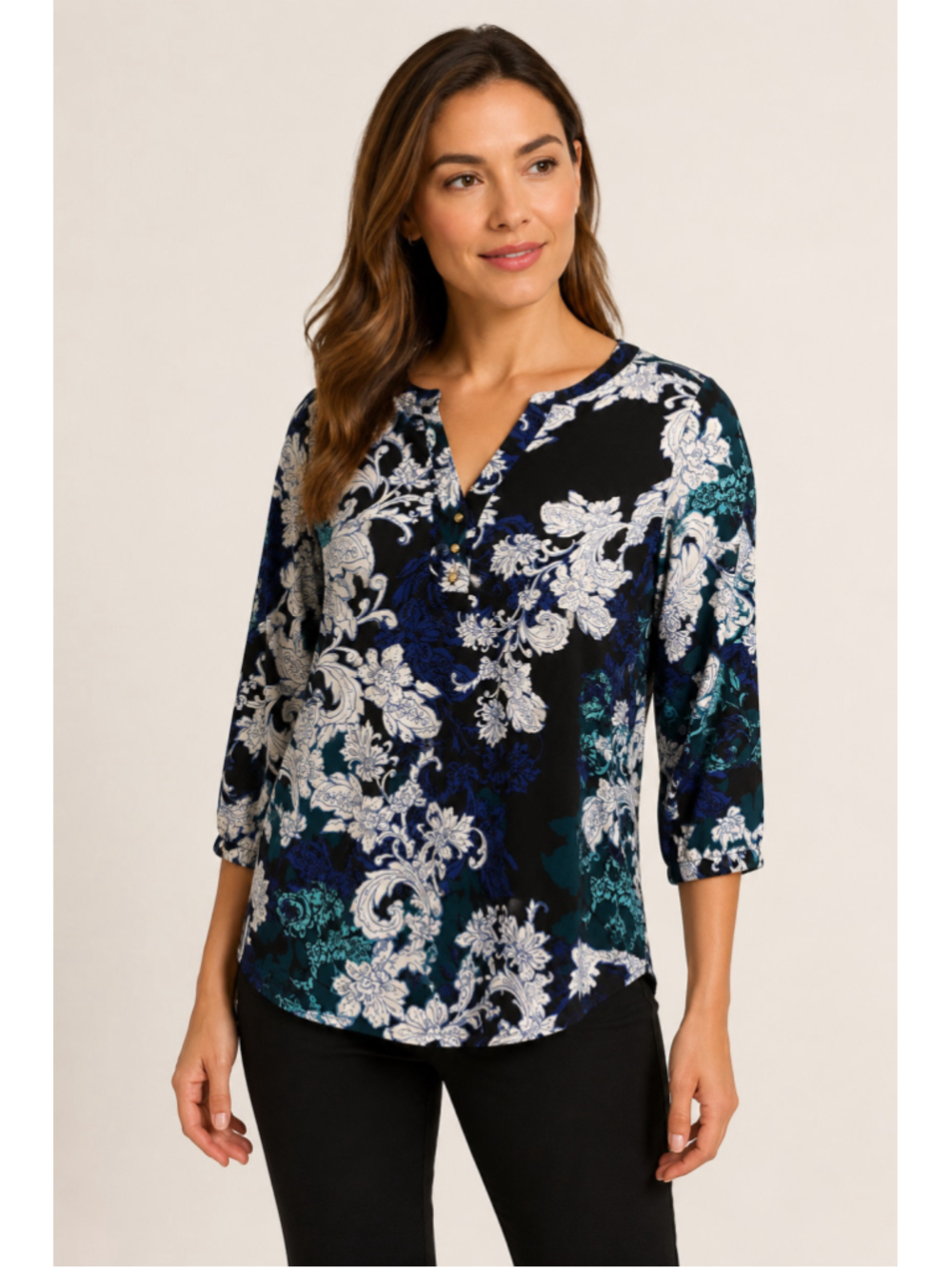 Title: Dana Buchman Women’s Medium Floral Paisley 3/4 Sleeve Stretch Blouse